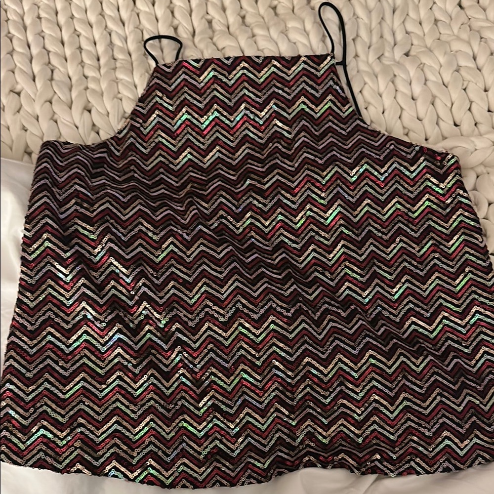 Topshop Multicolor Zigzag Sequin Top